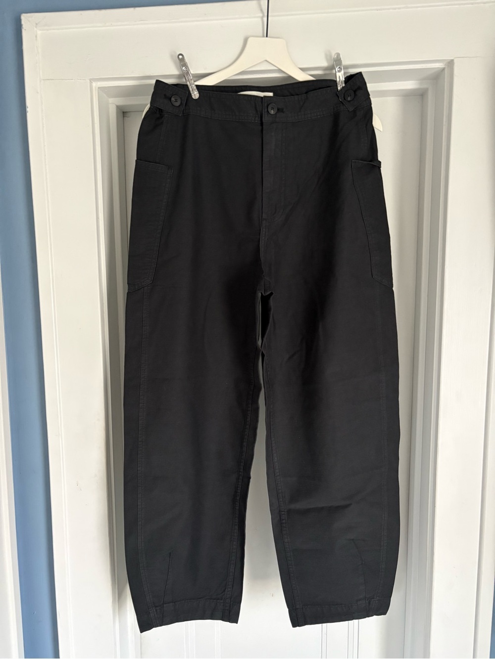 NWOT EVERLANE The Fatigue Barrel Pant in Black Cotton Linen Blend Size 8 - Picture 7 of 16